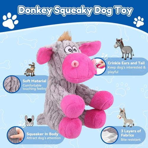 Plush Chew Toys for Large Dogs, Tough Crinkle Stuffed Animal Squeaky Interactive Toys for Small Medium Large Dogs, Keep Them Busy, Big Pet Toys